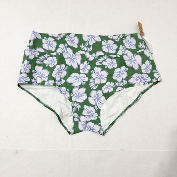 Pink Victoria's Secret NWT Sz XL Forest Pine Hibiscus High Waist Swim Bottom - Picture 7 of 7